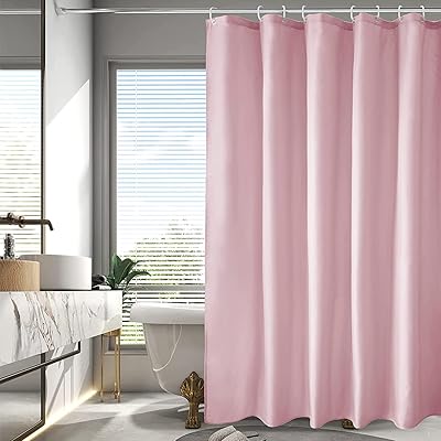 シャワーカーテン 150cm丈 防カビ 防水 ユニットバス お風呂カーテン 軽量 速乾 ホテル 高級 無地 バス用品 リング付き ピンク 120x150cm