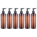 ポンプ瓶 250ml ポンプボトル 茶色 遮光瓶 PET製 ドロップポンプ シャンプーボトル ハンドソープ 詰替え容器 6本セット(ランダムポンプヘッドの色)
