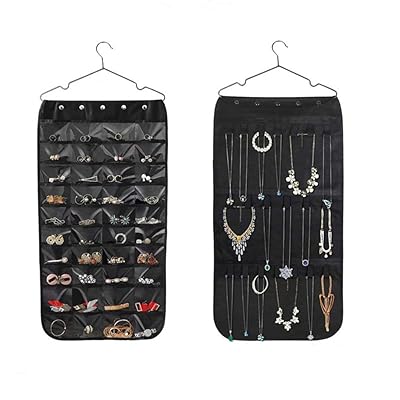 ウォールポケット 透明 吊り下げ収納ポケット アクセサリー 収納ポケット ジュエリー収納袋 両面収納 ネックレス 指輪 ピアス 小物入れ まとめ整理 ハンガー付き