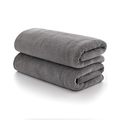 ヘアドライタオル【 100*40cm 2枚セット グレー】デイリータオル ビッグフェイスタオル ミニバスタオル 吸水 速乾 マイクロファイバー 大人も子供も使える お風呂上がり耐久性 バス用品