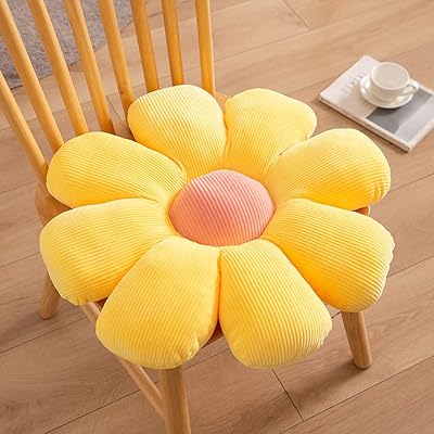 座布団 クッション 厚め 座布団 おしりが痛くならない チェアパッド 高反発 円形 クッション 体圧分散 座布団 おしゃれ 抱き枕 四季通用 両面使用可能 オフィス 家を装飾する 在宅勤務 椅子用 (イエロー, 50cm)