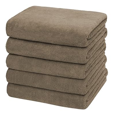Etech バスタオル マイクロファイバー 60*120cm 5枚セット 軽い ふわふわ 柔らかい肌触り 吸水性 乾きやすい 耐久性 抗菌防臭 (ブラウン_5枚) Etech バスタオル マイクロファイバー 60*120cm 5枚セット 軽い ふわふわ 柔らかい肌触り 吸水性 乾きやすい 耐久性 抗菌防臭 (ブラウン_5枚)
