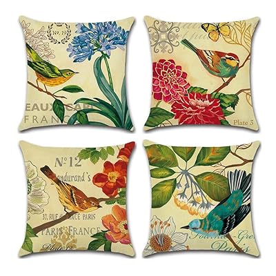 クッションカバー 45 45 4枚セット 北欧 幾何学模様 違う柄 リネン 亜麻 可愛い おしゃれ ファスナー ..