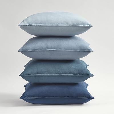 クッションカバー 45×45cm 4枚セット グラデーション おしゃれ 北欧 ベルベット 洗える 無地 ブルー