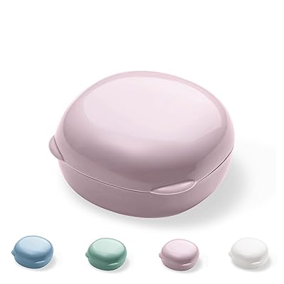 ソープホルダー トラベルケース ポータブル ラウンド ソープディッシュ 蓋付き 漏れ防止 ソープボックス シャンプー バー ソープ用 (ピンク小)(3)