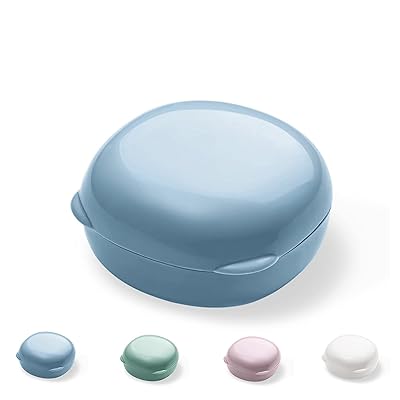 ソープホルダー トラベルケース ポータブル ラウンド ソープディッシュ 蓋付き 漏れ防止 ソープボックス シャンプー バー ソープ用 (青小) ソープホルダー トラベルケース ポータブル ラウンド ソープディッシュ 蓋付き 漏れ防止 ソープボックス シャンプー バー ソープ用 (青小)