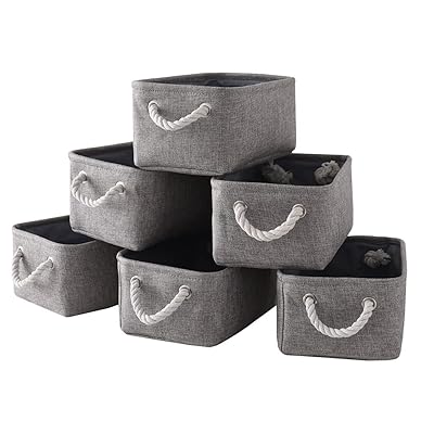かご 収納ボックス カゴ 引き出し収納 30cm×20cm×13cm 6個セット 下着 おもちゃ 雑貨 小物入れ収納ケース おしゃれ 綿麻製 インテリア 折り畳む式 高耐久性 取っ手付き グレー