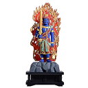 仏像 不動明王 不動尊 仏壇仏像 桧木製 3.5寸 極彩色絵系 岩台座 火炎光背 酉年 守り本尊 祈る 厄除け(高さ21cm×巾9cm×奥行7cm)(3.5寸-立不動明王-極彩色絵系)