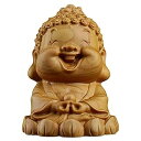 釈迦 ミニ 仏像 可愛い 高級天然ツゲ木彫り釈迦如来像 曹洞宗 座禅 する 小さな 如来 像 笑い仏 仏壇 ご本尊 お守り 金運 商売繁盛 開運 風水 木彫り 仏像(Size:6センチ)