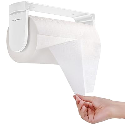 キッチンペーパーホルダー アルミニウム合金 トイレットペーパーホルダー 片手引き裂き 冷蔵庫フック 壁掛け フック 調節可能 (白)