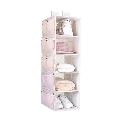 吊り下げ収納 5段 折りたたみ ポケット衣類下着収納 15個 衣類ラック 両面収納 クローゼット 型崩れ防止 衣類クローゼットラック 大容量 多機能