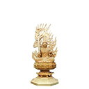 仏像 木彫り 不動明王 仏壇仏像 置物 桧木製 守り本尊 祈る 厄除け 八角台座 火炎光背 (18CM ツゲ)