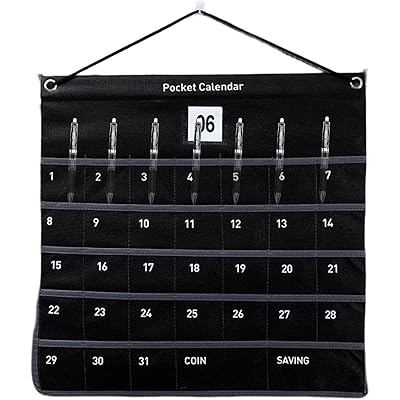 ウォールポケット お薬カレンダー カレンダーポケット 1ヶ月 壁掛けポケット 薬入れ 薬カレンダー 壁掛け収納 小物収納 多目的ポケット 高齢者向け1ヶ月分 省スペース 玄関 吊り下げ おしゃれ(ブラック)