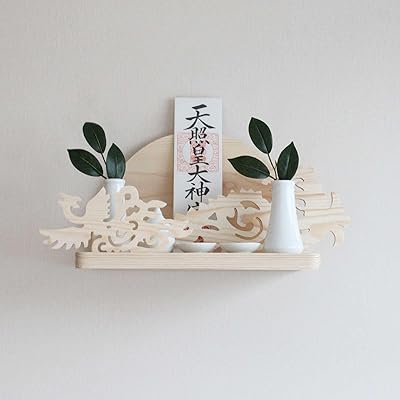 神棚 御札立て 壁掛け 陽 鳳凰 龍 祥雲 月 浮き彫り祖霊舎 一社 三社 神道 祭事 神様 神札 神具 …