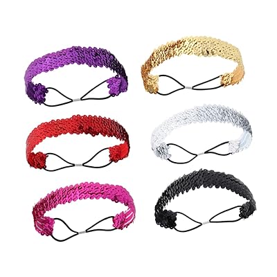 スパンコール ヘッドバンド 6個 ノンスリップグリッター ヘッドバンド ディスコヘッドバンド ヘアカフ ..