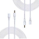 2本の3m DC延長ケーブル DC電源延長ケーブル1.35mm x 3.5mmオス - メスDCプラグ延長コードDC 12 Vプラグ延長ケーブ電源アダプタ監視機器ルータ、カメラ、ワイヤレスIPカメラなどに適しています、- 白(2)