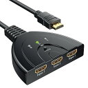 HDMI切替器、 分配器 セレクター 3入力1出力 1080p/3D対応金メッキコネクタ搭載 電源不要 手動 Chromecast Fire TV Stick Xbox One ゲーム機 レコーダー パソコン PS4 PRO PS5動作確認 液晶テレ(2)