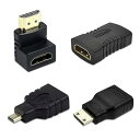 HDMI変換アダプタ コネクター 4種類セット HDMIケーブルコネクタアダプターキット HDMI 接続 変換 延長 コネクター 90度L型 mini HDMI/micro HDMI 全部に対応