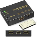 HDMI切替器3入力1出力4K60Hz【PS5/PS4/Nintendo Switch動作確認済み】HDCP2.2HDR 3D対応 リモコン付属 Xbox FireTV Stick対応セレクター