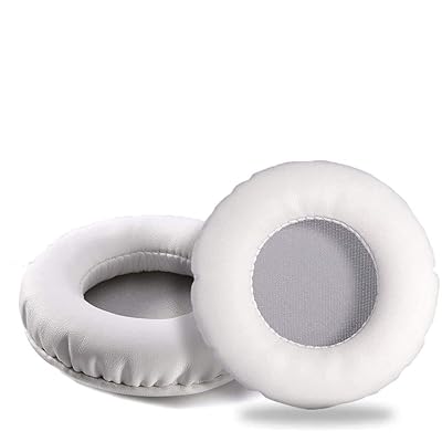 ATH-S200BT オーディオテクニカ/Sony MDR-NC6 / AKG / JVCオンイヤー型ヘッドフォン用の75MMイヤーパッド（完全なリストは中）、ブラックプロテインレザーレッドアンチダストマット交換用イヤーカップ (ホワイト＆グレー)