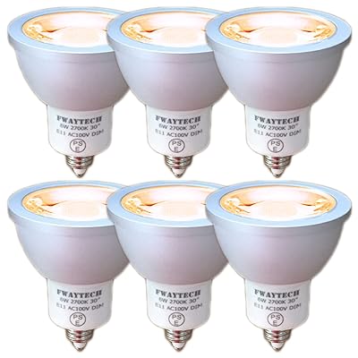 LEDハロゲン電球 E11 調光 6W ダイクロ型50W～60W相当 中角30度 ダクトレールLEDスポットライト ダイクロハロゲン電球代替え 密閉器具対応 (電球色相当(2700K), 本体銀 E11口金 調光(6個))