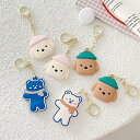 AirTag ケース 2個セット エアタグ カバー かわいい 犬 くま シリコン キーホルダー 紛失防止 全面保護 衝撃吸収 落下防止 おしゃれ リングロープ ...