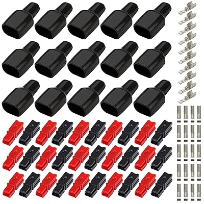 15ペア45A/30A 600Vクイックディスコネクト電源端子コネクタ、赤黒クイックコネクトバッテリコネクタモジュラー電源コネクタセット、AWG12-16