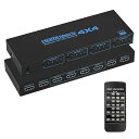 HDMIマトリックス 4入力4出力 4K@30Hz HDMIマトリックス スイッチャー HDMIマトリックス セレクター 4x4 IRリモコン付き 4画面 分配 HDMI 1.4対応、1080P@60Hz、3D、RGB 4:4:4、YUV 4:4:4