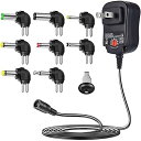 負極性 チャージャー 3V-12V 電圧調整 DCアダプター ユニバーサル 変換プラグ AC充電器 ACアダプター メデラ パンプ スピーカー LEDライト ルーター ケーブルセット (12w)コネクタの極性:インナーマイナス(ー)、アウタープラス