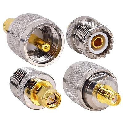M型⇔SMAキット SMA UHF/VHF アンテナ変換アダプター SMAオス/メス⇔UHFオス/メス RF同軸 コネクタ 変換 ハンディ機用 ルータ・モバイル・受信機など用 4個セット