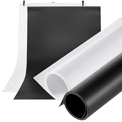 撮影用 PVC マット&ミラー反射面 両面対応 背景布 バックペーパー 60cm x130cm ホワイト＆ブラック 2色..