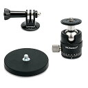 カメラ磁気スタンド セット カメラ用 マグネット スタンド + 雲台 + Goproホルダー マグネットベース 小型 自由雲台 360°回転可能 1/4