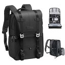 K&F Concept カメラバッグ おしゃれ カメラリュック カメラバックパック 2気室 20L 大容量 レインカバー付き 撮影バッグ 防水 一眼レフ/DSLRカメラ/レンズ/16インチPC/三脚収納可 出張/旅行/撮影用バッグ