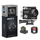 アクションカメラ Brave4-4Kウェアラブルカメラ 2000万画素 EIS手ブレ補正 5倍ズーム WiFi搭載 外部マイク対応 水中カメラ 30M防水 リモコン付き 広角レンズ HDMI出力 1050mAh*2 アクションカム 小型 スポーツ/