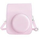 富士フィルム FUJIFILM チェキ Instax Mini 12 インスタントカメラ用 PUレザー保護ケース Polaroid Mini 12用カメラケース スナップで開閉 着脱可能な保護スリーブ 調節可能なショルダーストラップ付き ピンク