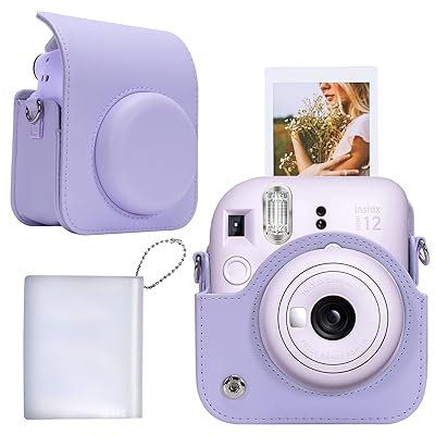 【 専用収納ケース】互換品 FUJIFILM チェキ instax mini 12 / 11 インスタントカメラ INS MINI 12 ショルダーストラップ付き ライラックパープル（ケースのみ）