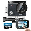 アクションカメラ V50X,4K30fps 20MP 64GB microSDメモリーカード付き 新版6軸手ぶれ補正 4Xズーム WiFi対応 小型アクションカム 30M防水 タッチスクリーン式 ウェアラブルカメラ HDMI出力 Type-C外部マイ