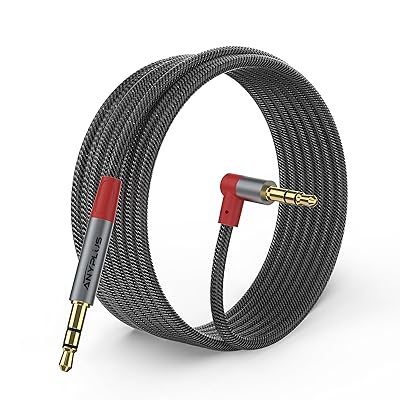 オーディオケーブル 【0.5M】aux ケーブル 90度 3.5mmステレオミニプラグ オス-オス フィッシュワイヤー編組 イヤホンケーブル iPhone、iPod、iPad、スピーカーとなどに対応