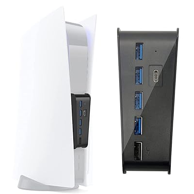 PS5 USBハブ USB拡張ハブ 高速拡張ハブ PS5用USB HUB 4USB2.0ポート+USB3.0ポート+ Type-C3.1ポート 外付け 設置簡単 安定性 軽量 コンパクト PlayStation 5用 プレイステーション5 アクセサリ