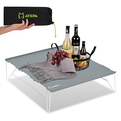 アウトドア テーブル ミニ 折りたたみ コンパクト キャンプ テーブル アルミ製 超軽量 ローテーブル ソロキャンプ 釣り 収納袋付き 3枚組 グレー