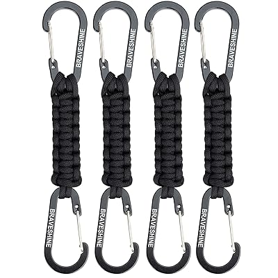 パラコードで編んだ 紐の両端にカラビナ付き カラビナ パラコード ストラップ キーホルダー キーチェー..