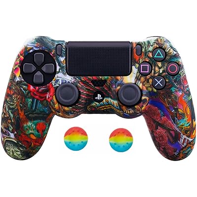 PS4 プレイステーション4 対応用 コントローラー 塗られたパターンシリコン カバー スキ ン ケース 交換用ハンドル帽 2個付け(悪魔) PS4 プレイステーション4 対応用 コントローラー 塗られたパターンシリコン カバー スキ ン ケース 交換用ハンドル帽 2個付け(悪魔)