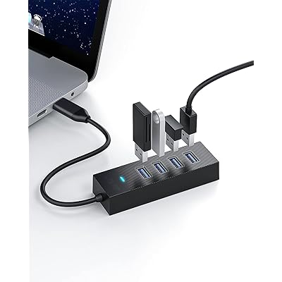 4ポートUSB3.0 ハブ 5Gbps高速転送 軽量 USB 拡張ドライバー不要 Windows Mac PS4 PS5 Chromebook 対応 (Type C 15CM)