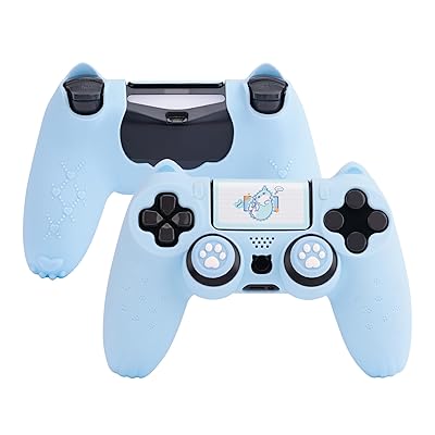 PS4コントローラーカバー シリコン製 ソフト スキンケース プレイステーション4 コントローラー対応 PS4コントローラーカバーとシール付け 保護カバー 保護ケース 耐衝撃 簡単装着 滑り止め ほこり防止 PS4保護カバー 猫耳 ブルー PS4コントローラーカバー シリコン製 ソフト スキンケース プレイステーション4 コントローラー対応 PS4コントローラーカバーとシール付け 保護カバー 保護ケース 耐衝撃 簡単装着 滑り止め ほこり防止 PS4保護カバー 猫耳 ブルー