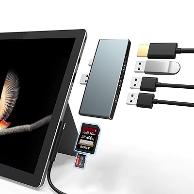Microsoft Surface Pro 6 / Pro 5 専用 USB 3.0 ハブ 4K@30Hz HDMIポート SD/TF（Micro SD） カードリーダー USB 3.0ポート*3 高速データ転送 マルチ 6in2アルミニウムUSB