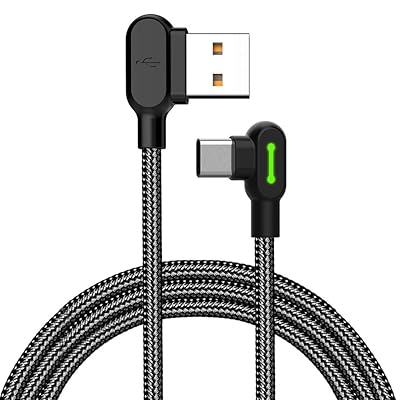 L字型 タイプC 1.8mケーブル 両面挿せ 90度曲げ LEDライト付き 2A急速充電 USB Type - C to USB - A 2.0 高速データ転送 コイル状 高耐久 断線防止 ナイロン編み USB C コード Type-C機器対応 (T L字型 タイプC 1.8mケーブル 両面挿せ 90度曲げ LEDライト付き 2A急速充電 USB Type - C to USB - A 2.0 高速データ転送 コイル状 高耐久 断線防止 ナイロン編み USB C コード Type-C機器対応 (T