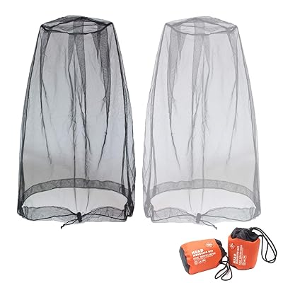 ｢Directのみが正規販売店] 虫除けネット 蚊帳 釣りやアウトドアに モスキート・ヘッドネット キャンプ 野外作業 ヤブ蚊対策 虫よけネット フェイスガードネット 蚊よけフェイスガード モスキートネット(2枚、黒＆クレー）