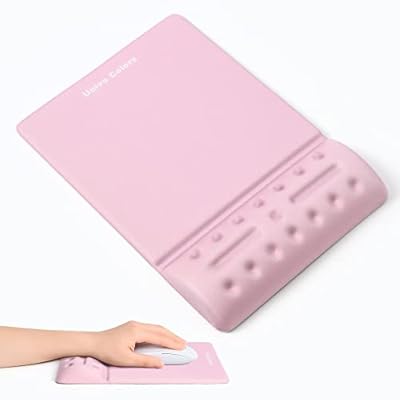 マウスパッド リストレスト一体型マウスパッド 245mm×170mm 疲労低減 人間工学デザイン 柔らかい素材 ストレス解放 手首置き 通気性 あり 肌に刺激なし マッサージホール付き 滑り止め(ピンク)