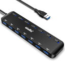 USB ハブ 7ポート USB3.0ハブ 100cmケーブル 個別スイッチ USB hub ウルトラスリム USB拡張 5Gbps超高速転送 Windows/Linux/Mac OS/Android/Chrome OS/PS4/MacBook等OSと(2)