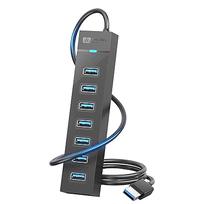 7ポートUSB3.0 ハブ 50CM 5Gbps高速転送 コンパクト USB Hub 3.0 ノートPC対応 USBポート増設 軽量 拡張 ドライバー不要Windows/Mac/Linux /PS4/PS5/Chromebook 対応 テレワーク 在